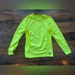 Nike Pro Combat Hyperwarm Lite Dri-Fit Volt Long Sleeve Fitted Top M